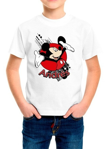 Playera Niños Mickey Mouse Personalizada Cuello Redondo
