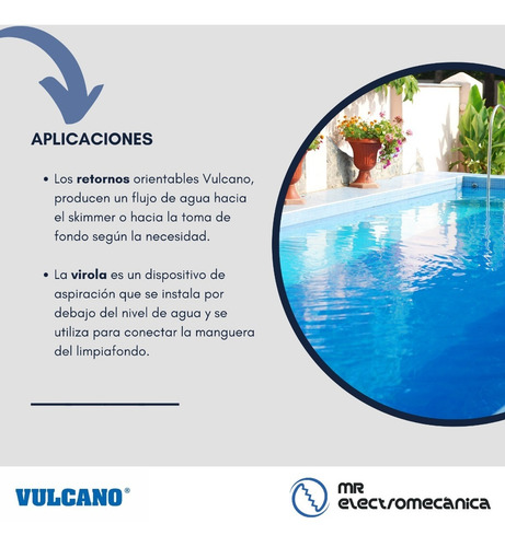Imagen 4 de 10 de Toma Fondo 4 Retornos 1 Virola Vulcano Pileta Hormigón Pegar