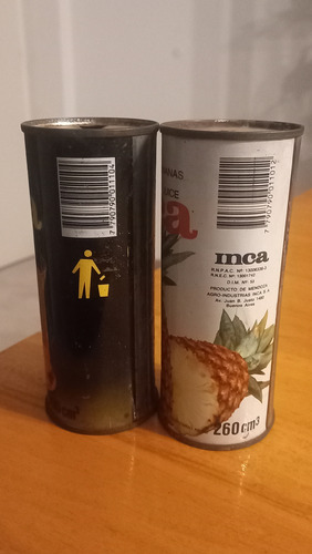 2 Latas Vacias Jugo Anana Y Damasco Inca Chapa 1991/92 (Usado)