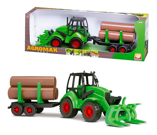 Carrinho De Brinquedo Trator Agromax Toras Articulado Silmar Agromax trator Cor Verde