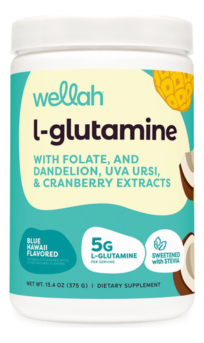 Wellah L-glutamine Powder Blue Hawaii (50 Porciones)-5g L-gl