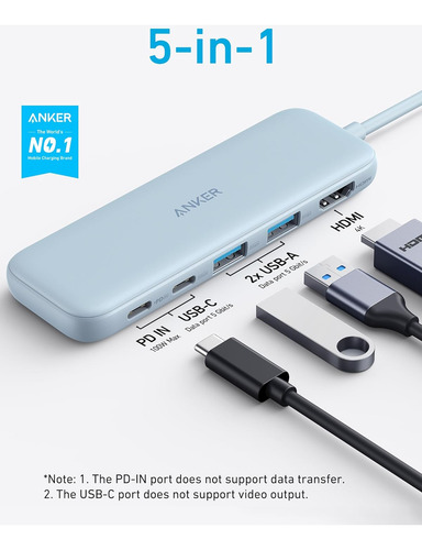 Anker 332 Usb-c Hub (5 En 1) Con Pantalla Hdmi 4k, 5gbps ...