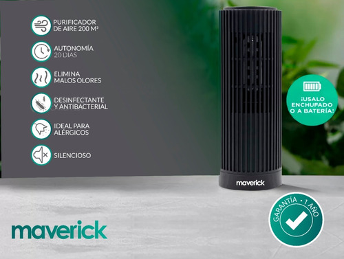 Imagen 2 de 10 de Ozonizador Ionizador Aire Antibacterial Purificador Maverick