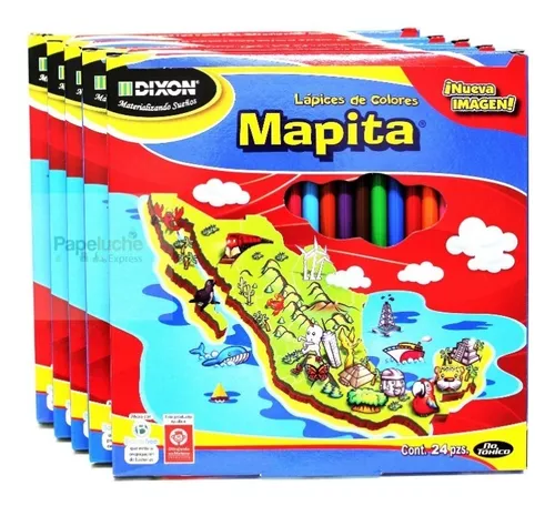 Lapices de colores largos para dibujo, punta fuerte, Caja con 24 piezas  Mapita