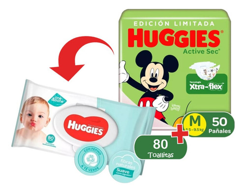 Combo Pañal+toallitas Huggies Et2x - Unidad a $1032