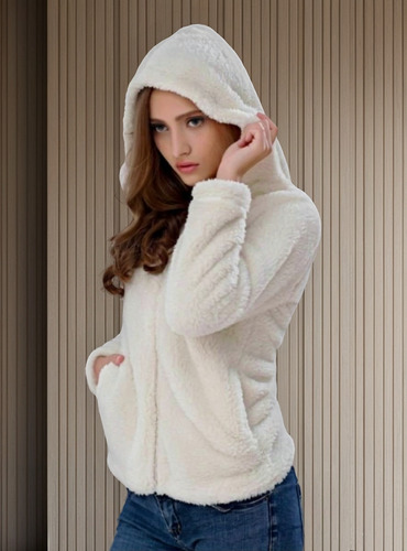 Campera De Peluche Abrigo Mujer Saco Bifaz Lisos Oversize