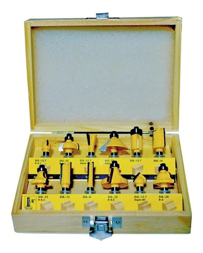 Imagen 3 de 3 de Kit Fresas Para Madera Ruteadora Rebordeadora 1/4 X 12 Pc