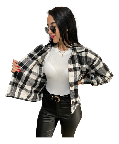 Camisaco Mujer Camisa Leñadora Crop Oversize Premium
