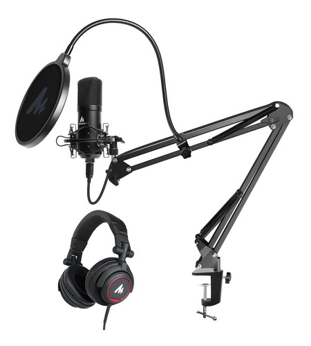 Kit Microfono Condensador Usb  Y Auriculares Maono Au-a04h 