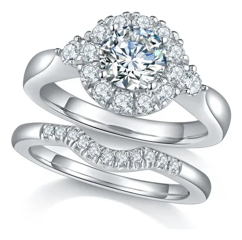 Bo.dream All Moissanite Conjunto De Anéis De Noivado Para