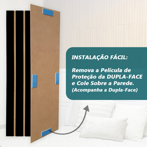 Cabeceira ripada casal queen king com 2 mesas de cab 1 gavt cor preto off white dourado lh móveis