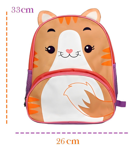 Mochila Infantil Reforçada Com Alças Gatinho 17 Litros