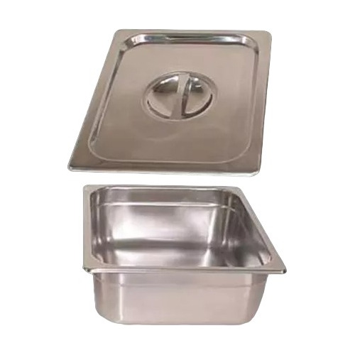 Azafate 1/2 En Acero Inox. 15.2 Cm. 9 Litros. Con Tapa 