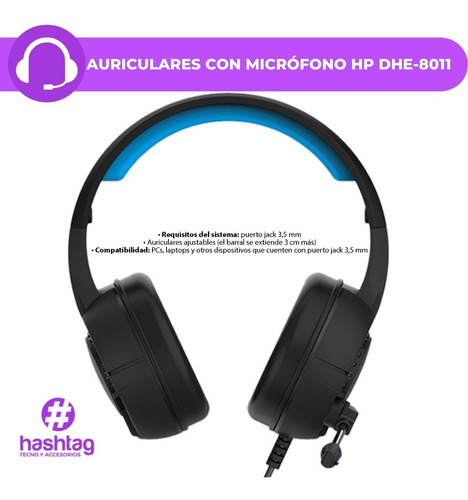 Imagen 2 de 10 de Auriculares Gamer Hp Over Ear Stereo Ajustable Con Microfono