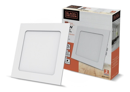 Painel Led Slim Embutir 18w Branca Quadrado - Black + Decker