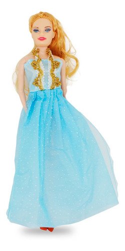Imagem 1 de 7 de Boneca Estilo Barbie Fashion Classica Loira Vestido Azul