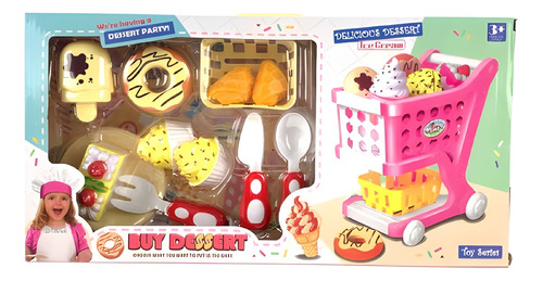 Set Juguete Coche Compras Postres Donas Helados Cupcakes 