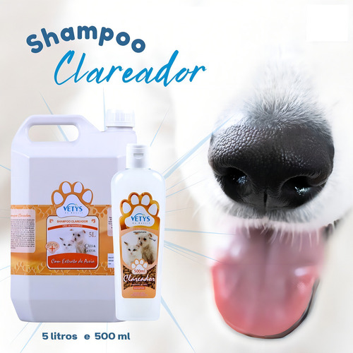 Shampoo Pet Clareador Cães E Gatos - 500ml - Vetys Do Brasil Fragrância Essência Dove Tom De Pelagem Recomendado Claros