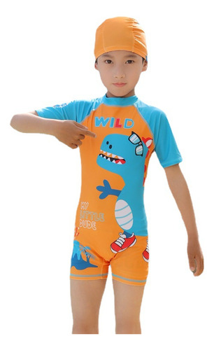 Bonito Bañador Infantil De Dinosaurio Con Protección Solar.