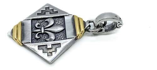Dije Rombo Flor De Lis Plata Y Oro