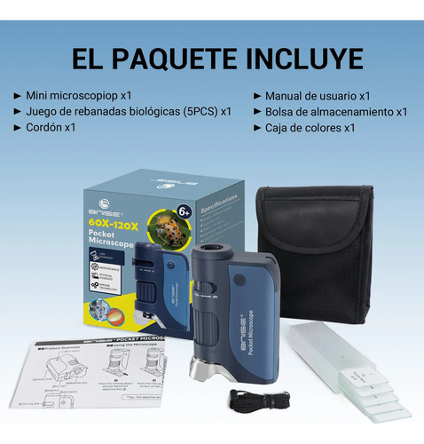 Microscopio Infantil Portátil 60x-120x Led Monocular