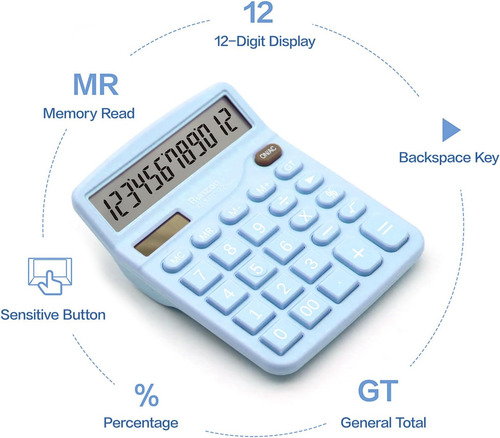 Calculadora De Oficina Azul Con Pantalla Lcd Para Escritorio