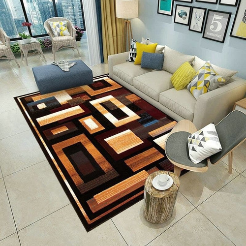 Wym- Alfombra Pequeña Con Impresion 3d, Rectangulo Marron