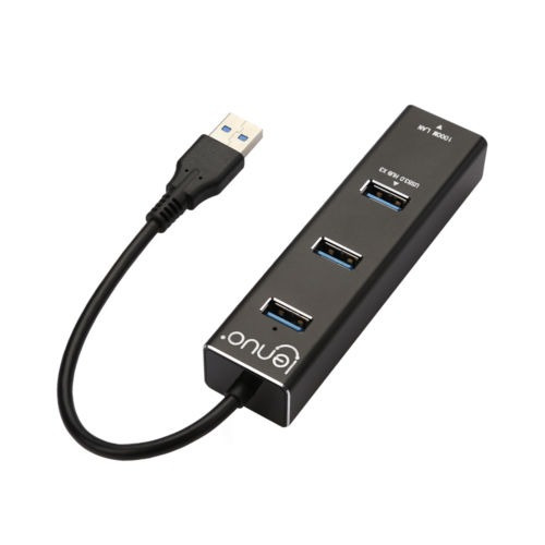 3 Puertos Usb 3.0 Hub Con Rj45 Red Adaptador Cargador Cubo P