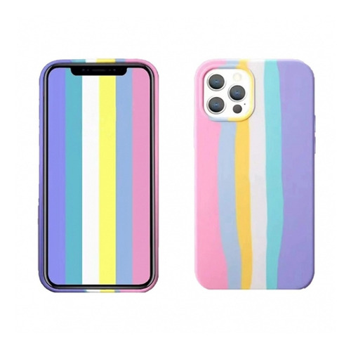 Funda Silicona Rainbow Para iPhone 13 Pro + Vidrio