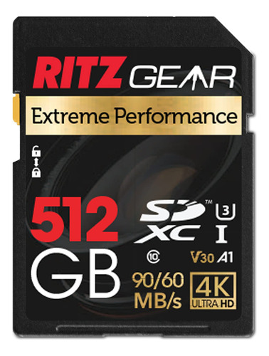 Ritz Gear Tarjeta Sd Sdxc Uhs-i De Alta Velocidad De 512 Gb,