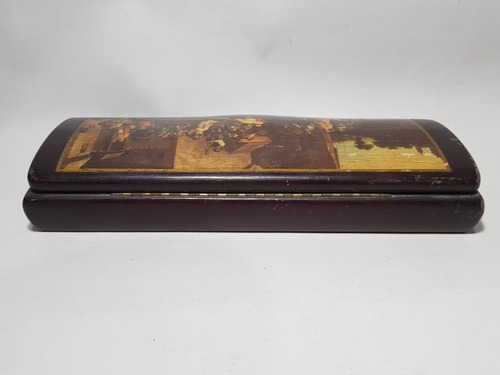 Imagen 6 de 6 de Antigua Cigarrera Con Fosforera Madera Litografía Mag 58478