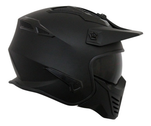 Imagen 4 de 7 de Casco Kov Rock-o Modular Cafe Racer Negro Mate Certificado