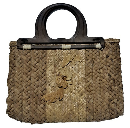 Bolso Cartera Playera Yute-mimbre - Asas De Madera