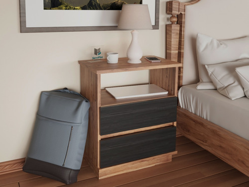 Imagen 2 de 9 de Combo 2 Mesa De Luz 2 Cajones Moderna Melamina Muebles Psh