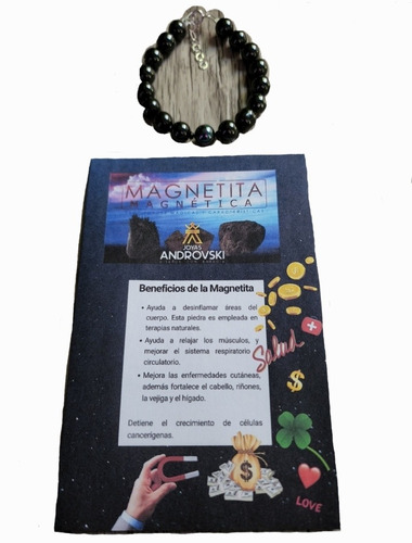 Pulsera Piedra Imán O Magnetita Atrae Protección + Salud 