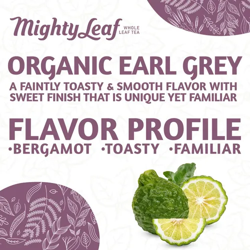 Té Oscuro Mighty Leaf Té Earl Grey Orgánico, 100 Bolsitas De