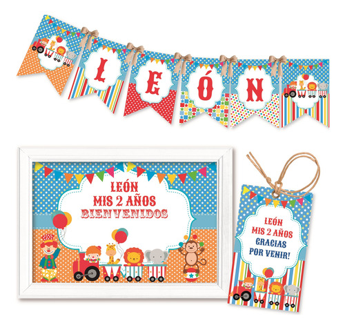 Kit Imprimible Circo Tren Payaso Colorido Animales