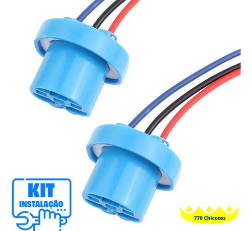 Par Plug Conector Chicote Soquete Lâmpada Farol Hb1 E Hb5