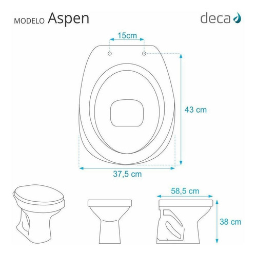 Imagem 2 de 6 de Tampa De Vaso Aspen Branco Para Bacia Deca
