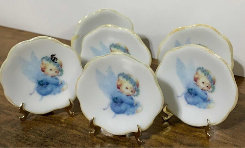 Imagem 4 de 4 de Kit 6 Pratinhos Anjo Azul Batismo Nascimento
