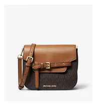 Comprar Bolsa Crossbody Michael Kors Emilia Marrom Estampa Michael Kors Ouro Marrom