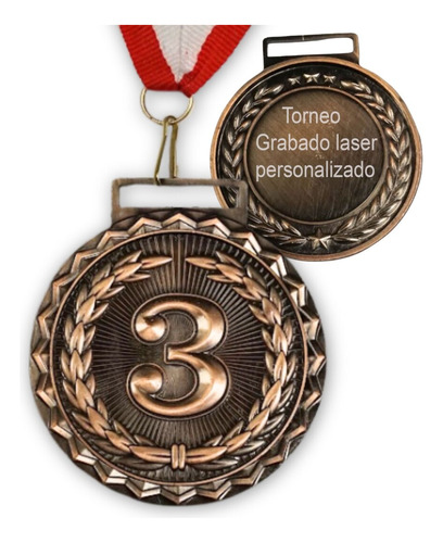 Medalla Bronce Metalica 3 Lugar Personalizada En Laser 65 Mm