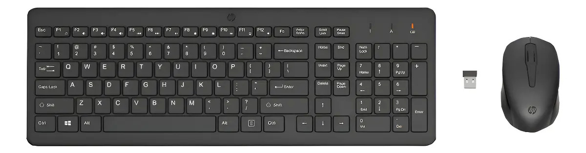 Combo de Teclado e Mouse sem Fio HP 330 - Wireless USB, com 1600 DPI, Silencioso, Layout BR Layout ABNT2, Preto(2V9E6AA#AC4)
