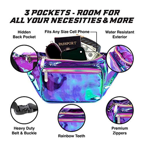 Imagen 3 de 5 de Sojourner Bags Holographic Rave Fanny Pack