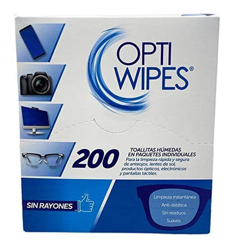 Toallitas Húmedas Opti Wipes Para Lente Pantalla Sin Rayones