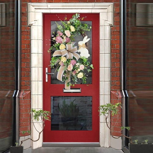 Corona De Flores De Pascua, Decoración De Pared, Puerta