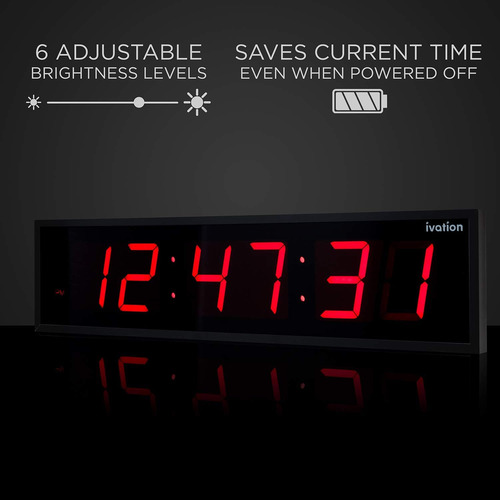 Reloj Led Digital Ivation, Con 6 Niveles De Brillo, 91,4 01