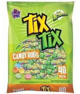 Tix Tix Candy Roll Acidito 40 Piezas