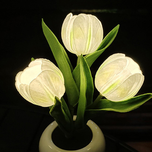 Luz De Noche Flores Artificiales Luz Led Tulipanes Amarillos