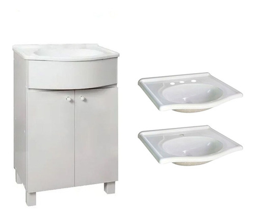 Imagen 5 de 9 de Combo Baño Vanitory Griferia Espejo Bacha 50 Kit